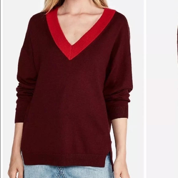 Express‎ V Neck oversized Sweater - Picture 1 of 11